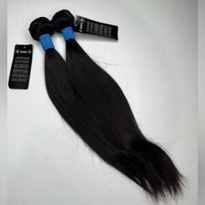 100% Human hair Straight Natural Black Bundles in 16 In